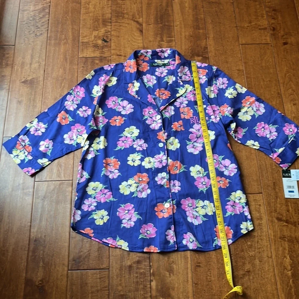 Ralph Lauren Navy Floral Garment Top Size XL